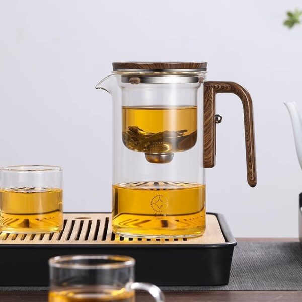 One Click Magnetic Teapot Separation Filtration Glass Tea Pot Wood Handle Tea Water Separation Inner Container Teapot - Image 5